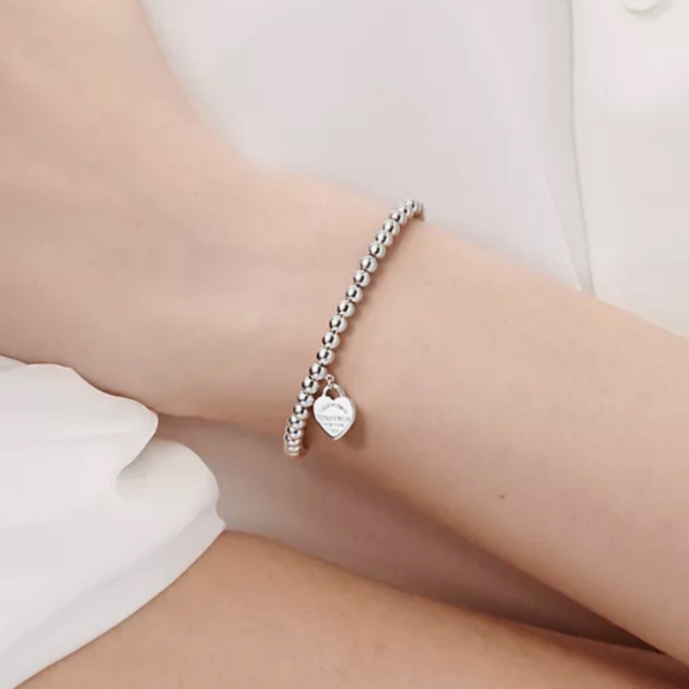 Return to Tiffany Heart Tag Bead Bracelet in Sterling Silver